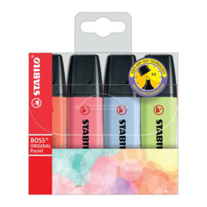 MARQ FLUO POCHETTE DE 4  PASTEL STABILO