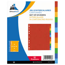 JEU DE 12 INTERCALAIRE A4 CARTONNE